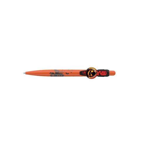 Golyóstoll, 0,8 mm, nyomógombos, narancssárga mintás tolltest, ICO "Halloween", kék