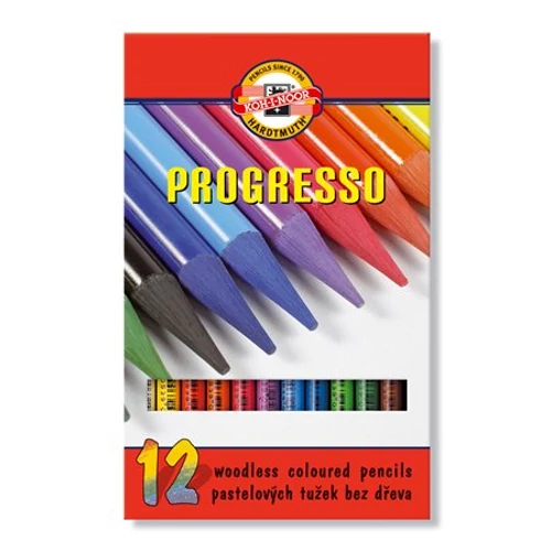 Színes ceruza készlet, henger alakú, famentes, KOH-I-NOOR "Progresso 8756 / 12", 12 különböző szín