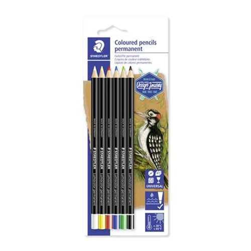 Jelölőceruza készlet, mindenre író, vízálló, STAEDTLER "Lumocolor® permanent glasochrom 108 20", 6 különböző szín