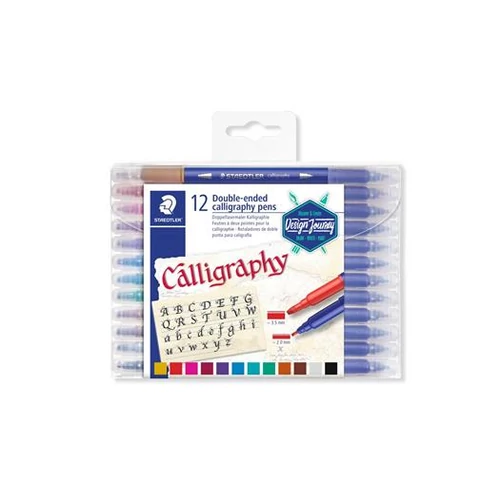Kalligrafikus marker készlet, 2,0 / 3,5 mm, kétvégű, STAEDTLER "3005", 12 szín