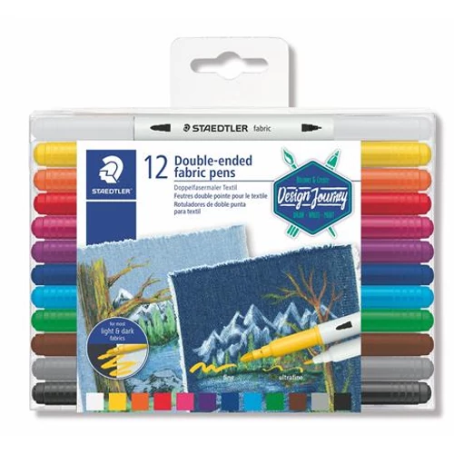 Textilfilc, kétvégű, STAEDTLER® "3190", 12 különböző szín