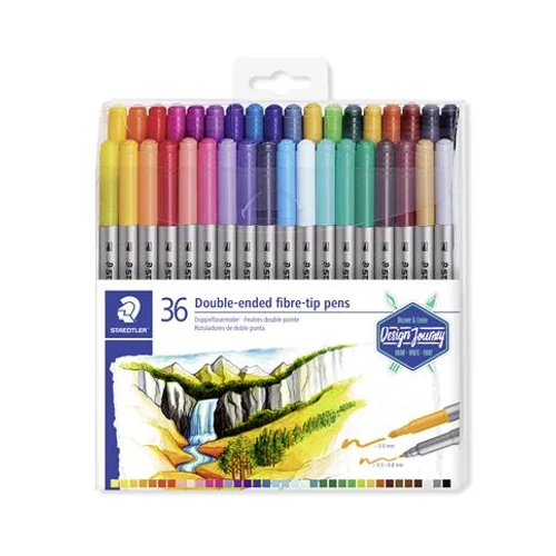 Filctoll készlet, 0,8 / 3,0 mm, kétvégű, STAEDTLER® "3200", 36 különböző szín