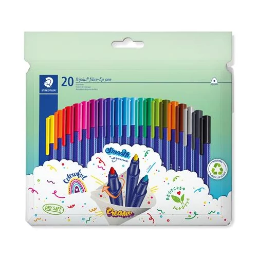 Filctoll készlet, 1 mm, STAEDTLER "Triplus 323", 20 különböző szín