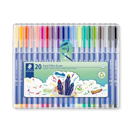 Filctoll készlet, 1 mm, STAEDTLER "Triplus 323", 20 különböző szín