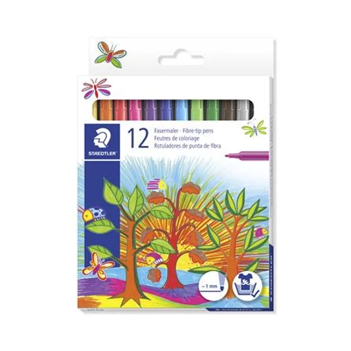 Filctoll készlet, 1 mm, STAEDTLER "325", 12 különböző szín
