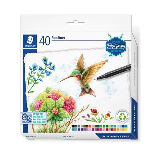 Tűfilc készlet, 0,3 mm, STAEDTLER "triplus® fineliner 334", 40 különböző szín