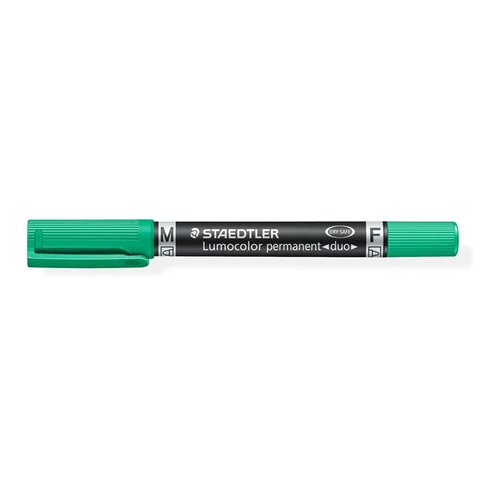Alkoholos marker, 0,6 / 1,5 mm, kúpos, kétvégű, STAEDTLER "Lumocolor® duo 348", zöld