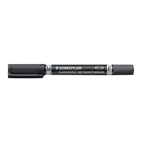 Alkoholos marker, 0,6 / 1,5 mm, kúpos, kétvégű, STAEDTLER "Lumocolor® duo 348", fekete