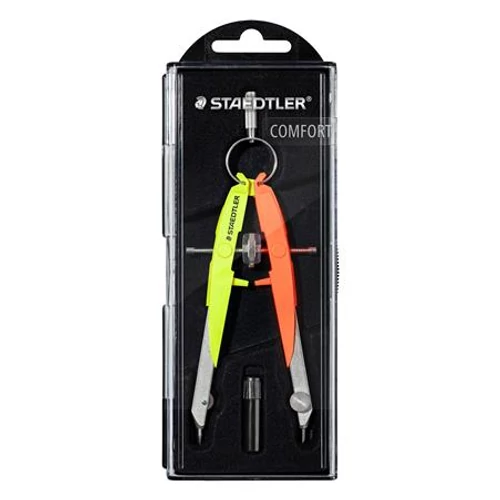 Körző készlet, precíziós, 2 darabos, STAEDTLER "Mars Comfort 556", neon sárga / narancs