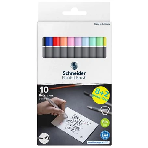 Ecsetirón készlet, hajlékony heggyel, SCHNEIDER "Paint-It 070", 10 különböző szín