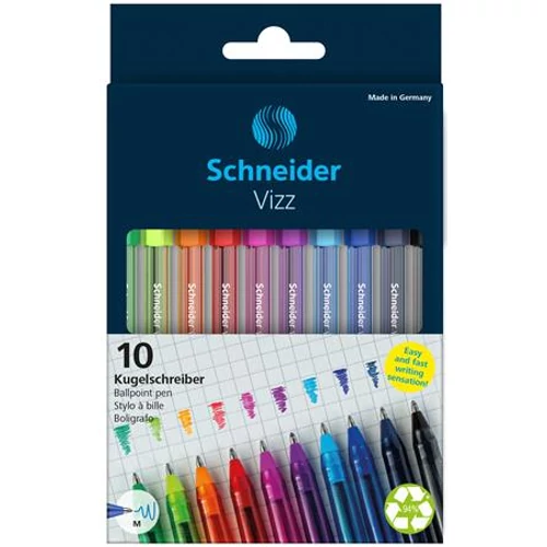Golyóstoll készlet, 0,5 mm, kupakos, SCHNEIDER "Vizz", vegyes színek