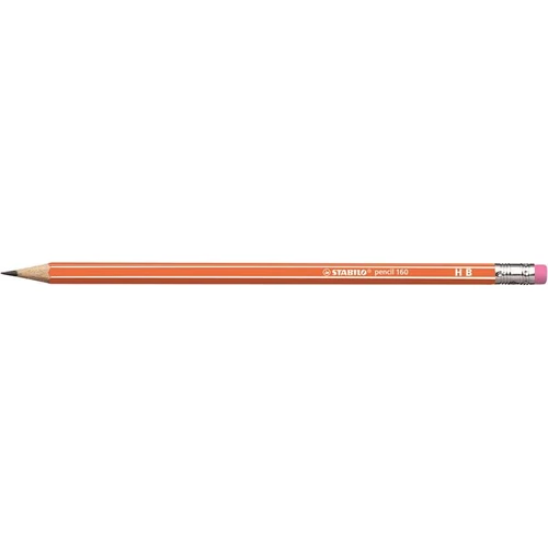 Grafitceruza radírral, HB, hatszögletű, STABILO "Pencil 160", narancs