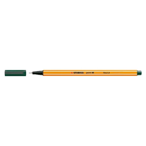 Tűfilc, 0,4 mm, STABILO "Point 88", sötétzöld