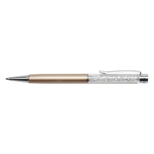 Golyóstoll, arany, felül fehér SWAROVSKI® kristállyal töltve, 14 cm, ART CRYSTELLA®