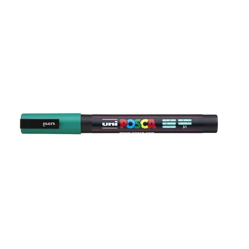 Dekormarker, 0,9-1,3 mm, UNI "Posca PC-3M", smaragdzöld