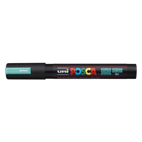 Dekormarker, 1,8-2,5 mm, UNI "Posca PC-5M", metálzöld