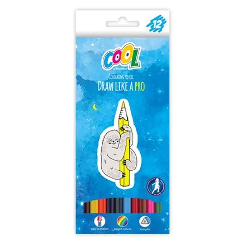 Színes ceruza készlet, háromszögletű, COOL BY VICTORIA, 12 különböző szín