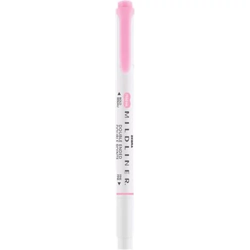Szövegkiemelő, 1,0 / 3,5 mm, kétvégű, ZEBRA "Mildliner Fluorescent", rózsaszín