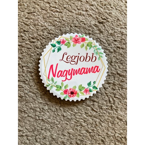 Hűtőmágnes - Legjobb Nagymama, rózsás