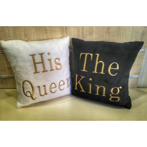 The King - His Queen páros párna arany - Ajándékötlet pároknak