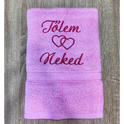 Törölköző- Tőlem Neked rózsaszín duplaszív