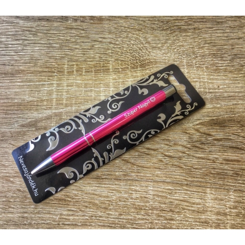 Gravírozott toll - Szuper nagyi-rózsaszín - Ajándék Nagymamának