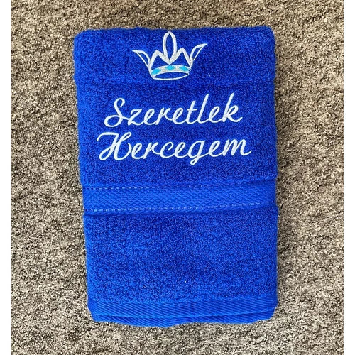 Hímzett törölköző - Szeretlek hercegem királyké
