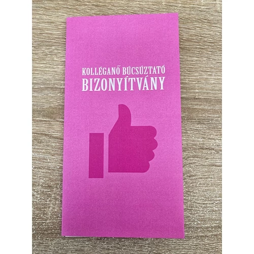 Bizonyítvány - Kolléganő búcsúztató - Ajándék kolléganőnek - Búcsú ajándék