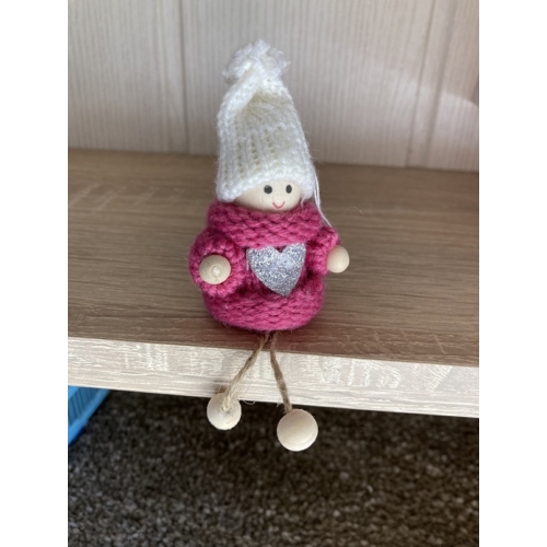 Téli figura-Pink ezüst szív-Fiú - Ajándék ötlet karácsonyra