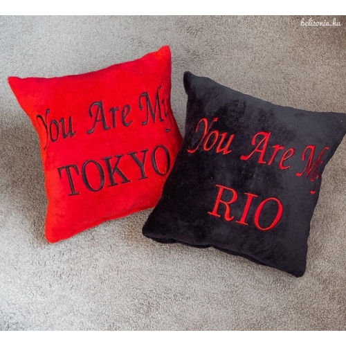 Páros párna You Are My Rio - Yoa Are Tokyo  Fekete - Piros színű