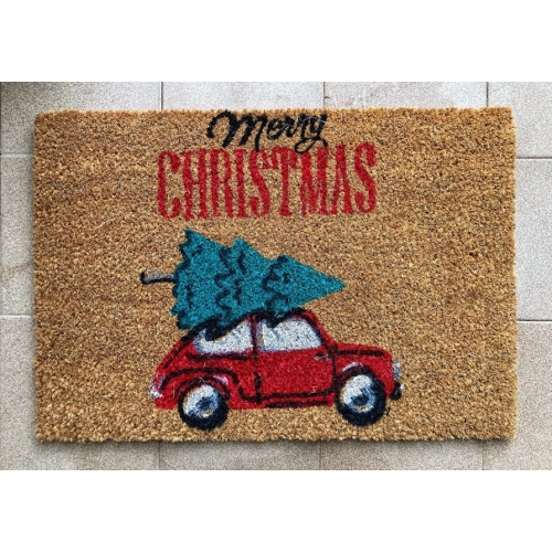 Lábtörlő - Autóval -Merry Christmas felirattal
