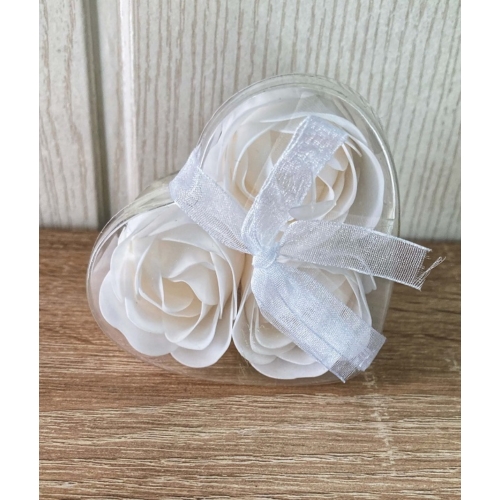 Dobozos Szappan Rózsa - Fehér, 3 darabos, szívalakú dobozban - Szerelmes Ajándék