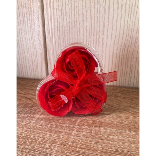 Dobozos Szappan Rózsa - Piros, 3 darabos, szívalakú dobozban