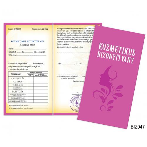 Bizonyítvány - Kozmetikus - Ajándék ötlet kozmetikusnak
