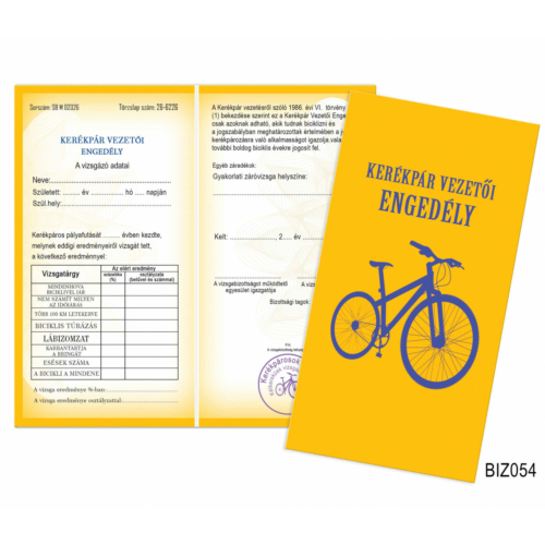 Bizonyítvány - Kerékpár vezetői engedély