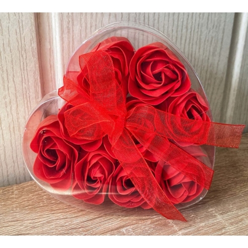 Dobozos Szappan Rózsa - Piros 9 darabos, szívalakú dobozban