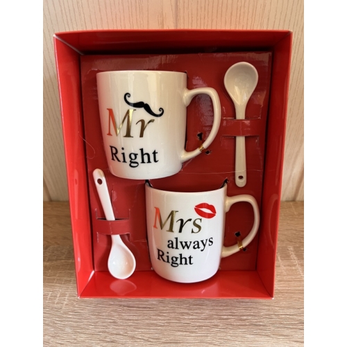 Mr Right- Mrs always Right bögre szett 1- Ajándék Pároknak - Ajándék ötlet esküvőre