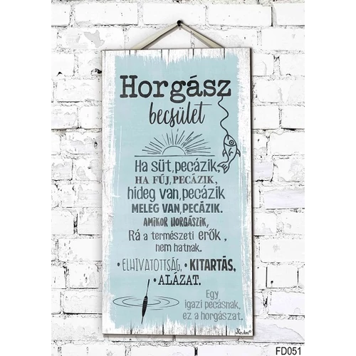 Fali dekor tábla - Horgász becsület