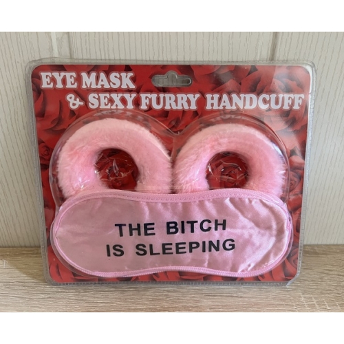 Szexi plüssbilincs+maszk Rózsaszín   - Erotikus ajándék - Ajándék Nőknek