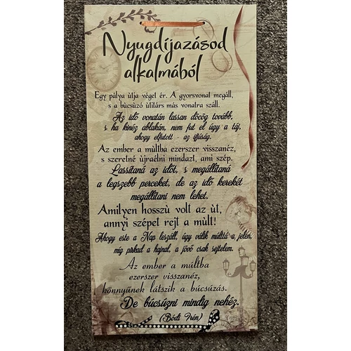 Dísztábla-Nyugdíjazásod alkalmából