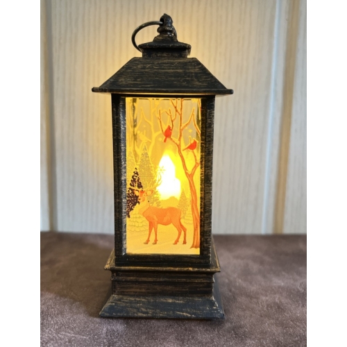 Ledes gyertya lámpásban bronz színű Rénszarvas - Ajándék ötlet karácsonyra