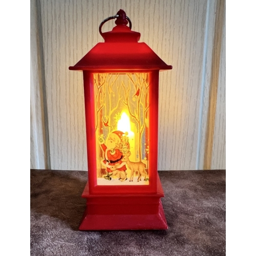 Ledes gyertya lámpásban piros színű Mikulás - Ajándék ötlet karácsonyra