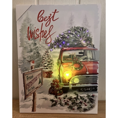 Világító falikép - Best Wishes autó - Ajándék ötlet karácsonyra