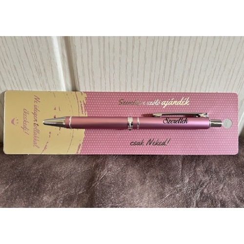 Gravírozott toll - Szeretlek rózsaszín 2 - Szerelmes ajándék - Valentin napi ajándék
