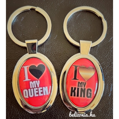 Páros Kulcstartó-King -  Quenn piros - Szerelmes ajándékok - Valentin napi ajándékok