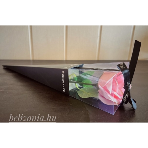 Szappan-Rózsaszál Fekete Dobozban Rózsaszín  - Szerelmes Ajándék - Valentin napi ajándék