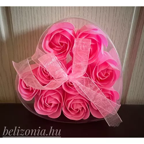 Dobozos Szappan Rózsa - Rózsaszín, 9 darabos, szív alakú dobozban - Szerelmes Ajándék