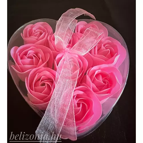 Dobozos Szappan Rózsa - Rózsaszín, 9 darabos, szív alakú dobozban - Szerelmes Ajándék