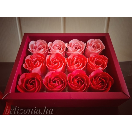 Dobozos Szappan Rózsa - Színes  12 darabos dobozban - Szerelmes Ajándék - Ajándék ötlet Nőknek