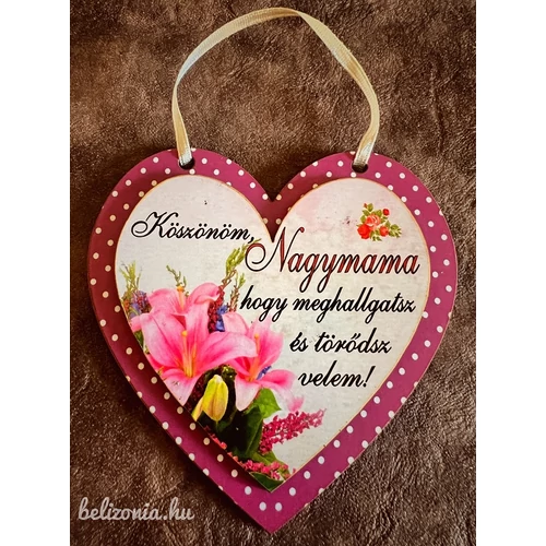 Hűtőmágnes - Szív alakú  Köszönöm Nagymama